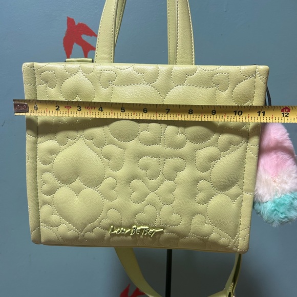 Betsey Johnson Lime Green Quilted Tote with Plush Charm - Picture 5 of 8